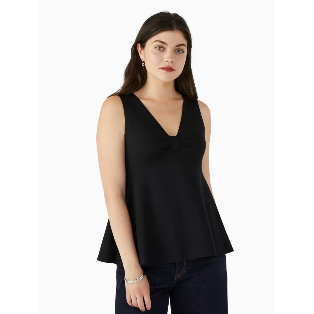 Kate Spade New York Black Ponte Bow-knot Sleeveless Peplum Top Size 10